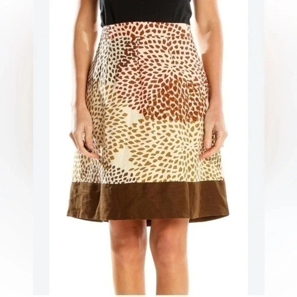 Banana Republic | Silk Blend Bohemian Floral Brown Cream Rust Skirt Size 2 - Picture 1 of 5